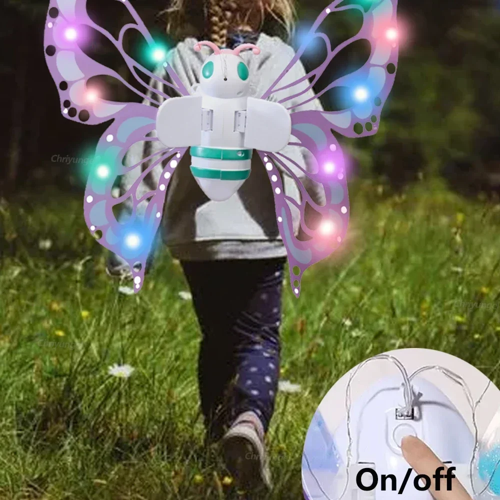 New Electric Butterfly Wing Back Decoration Fairy Girl Angel Wing Prop Children\'s Outdoor Glow Toy Educational Angel Girls Toy