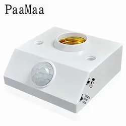 PaaMaa E27 LED 220V 110V Interface PIR Motion Sensor Switch Human Body Sensor Lamp Holder for Home Lighting Corridor Stairs Room