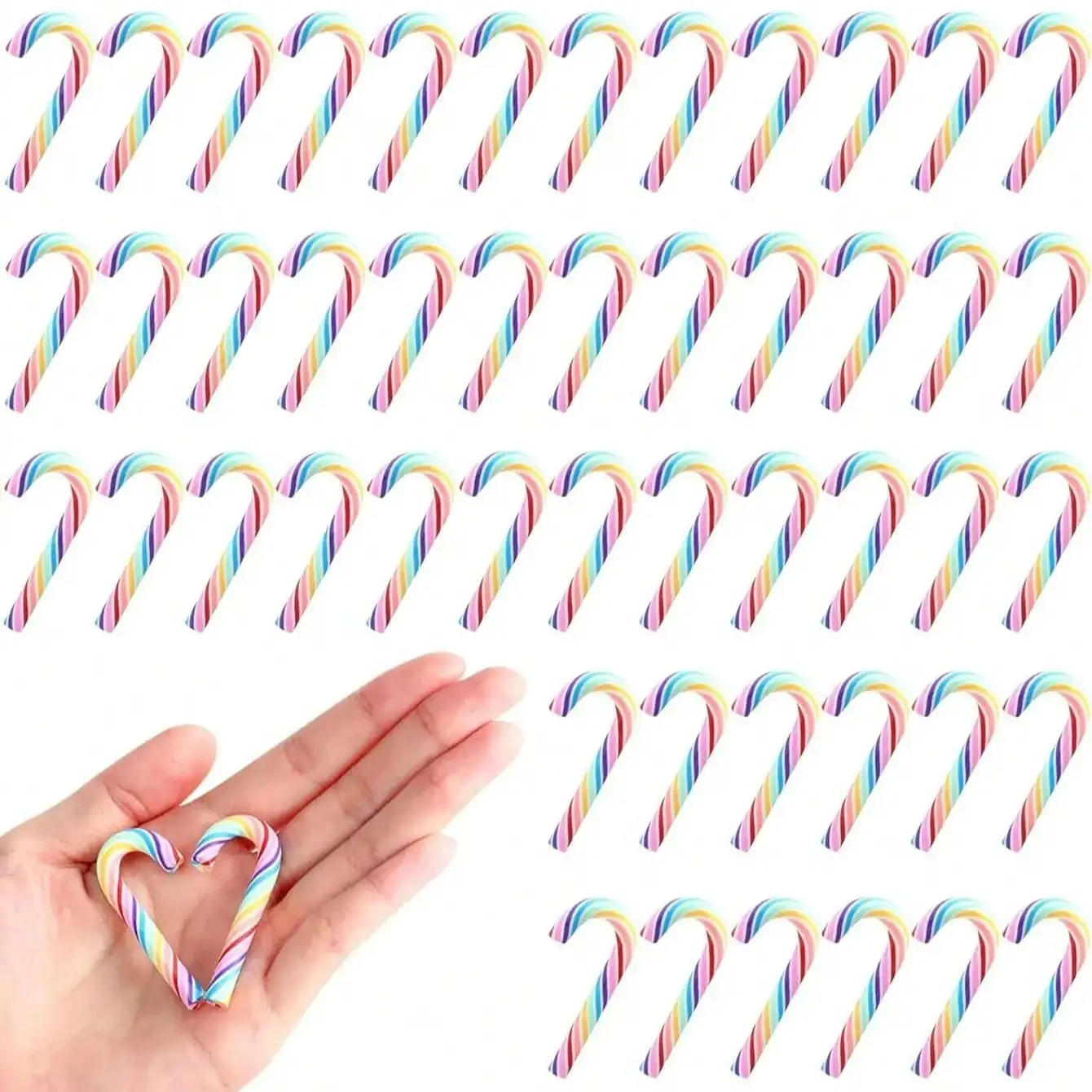 30 قطعة من قصب الحلوى الملونة بحجمين لتزيين عيد الميلاد لطاولة العطلات ومزهرية متناثرة وحشو الحرف اليدوية