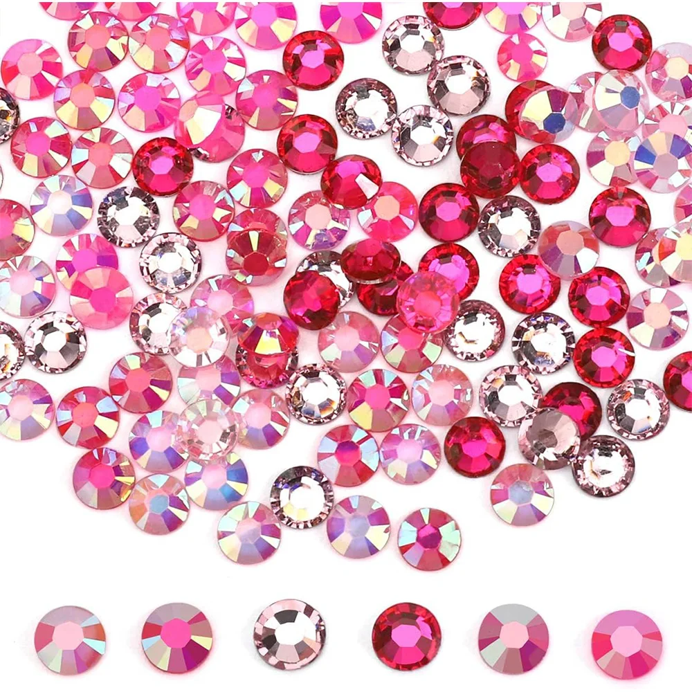 16800 pieces/box of star pink nail resin rhinestones, 4 colors of flat bottomed circular nail rhinestones, DIY decorative