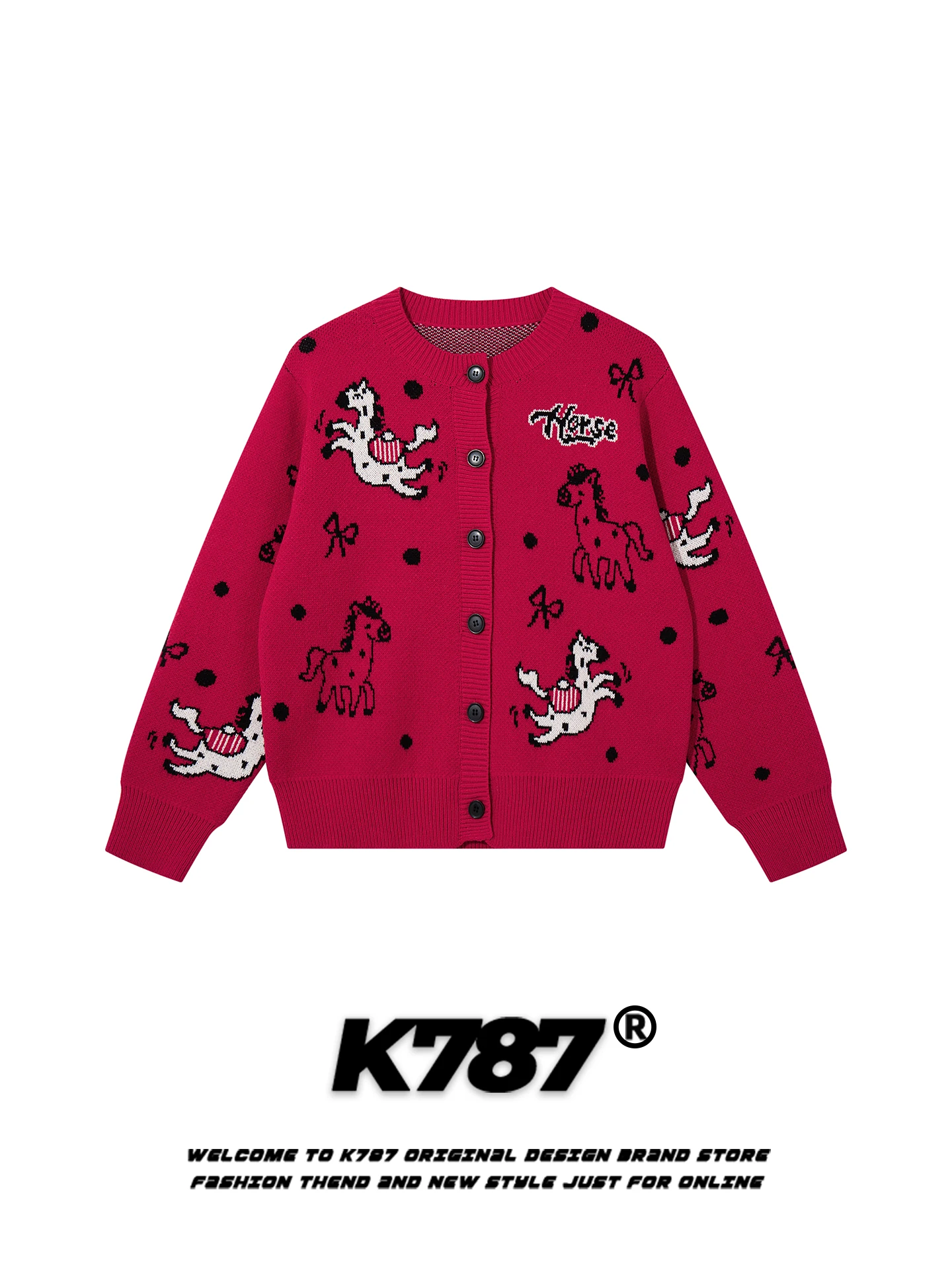 

Кардиган женский вязаный K787 Cisas Aosphere красный в горошек, новинка 2026 года, свитер на Новый год, повседневный укороченный жакет