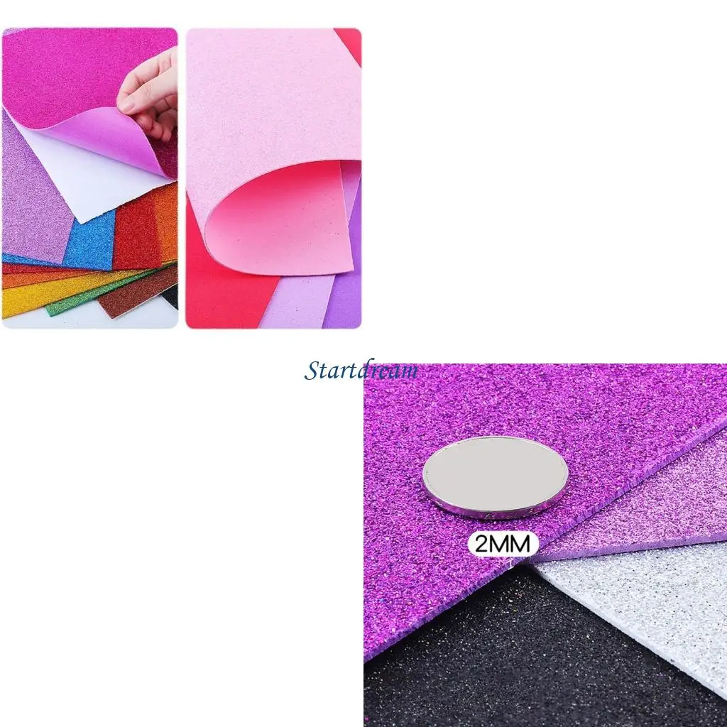 10 قطعة ورق إسفنجي ملون لامع بسمك 2 مللي متر ورق حرفي لاصق من الفوم K92C