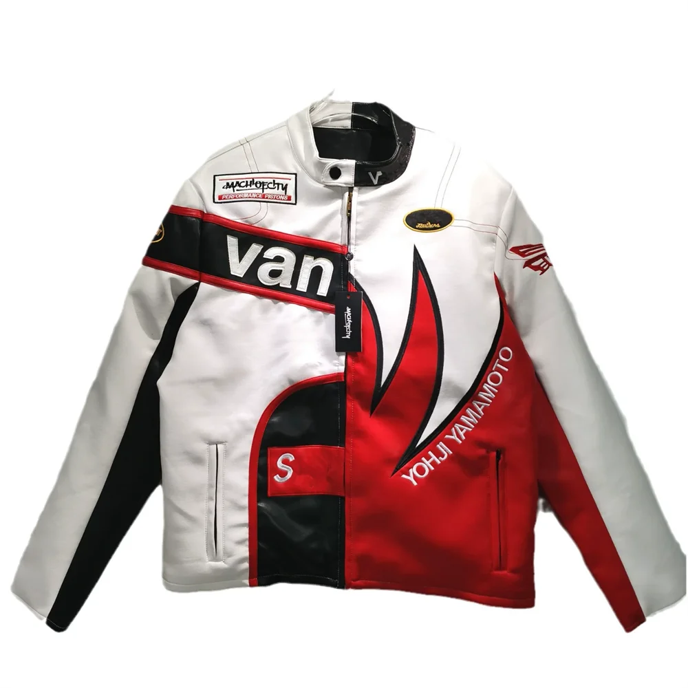 Combinaison de course rétro à col montant brodé de lettres, édition limitée classique, moto en plein air, jack coupe-vent tout-terrain