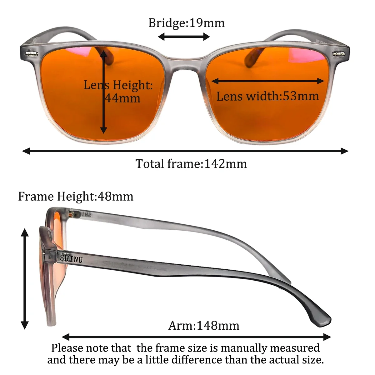 SHINU red lenses fashion glasses men orange lens glasses women anti blue light lenses for better sleep Improve Insomnia
