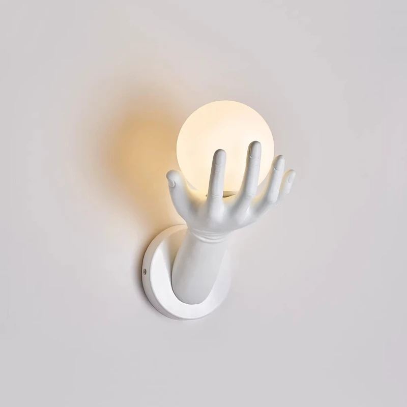 

Indoor LED Resin Palm Wall Lamps Creative Decoration Living Room 110V220V Study Corridor Restaurant Modern Acrylic Ball Sconces