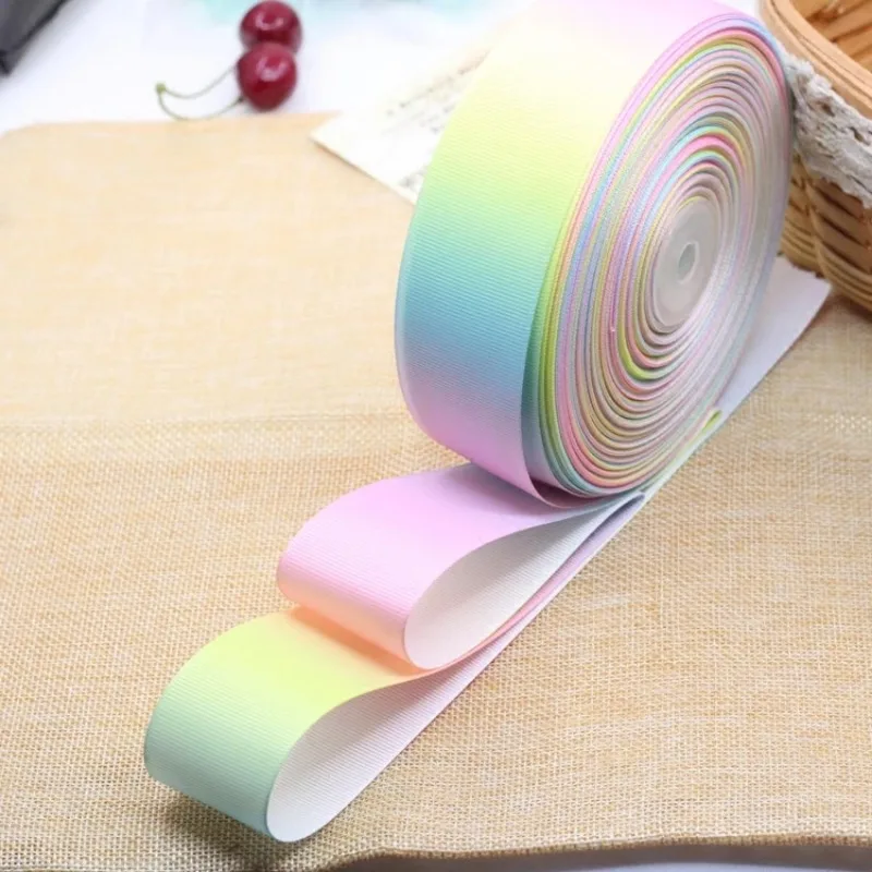 5yard Gradient Thread with Rainbow Ribbon Wedding Party Supplies Handmade DIY Manual Bow Hair Sewing Clothing Accessory Material