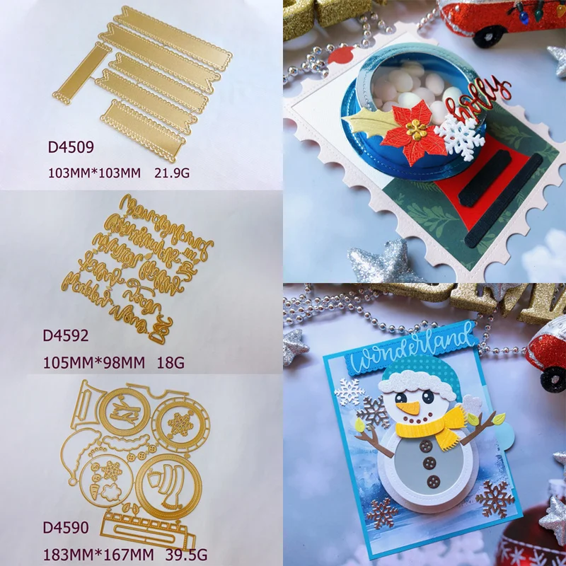 Christmas Snowman Banner Word Metal Cutting Dies DIY Scrapbooking Embossing Stencil Paper Card Making Craft Decor Mould