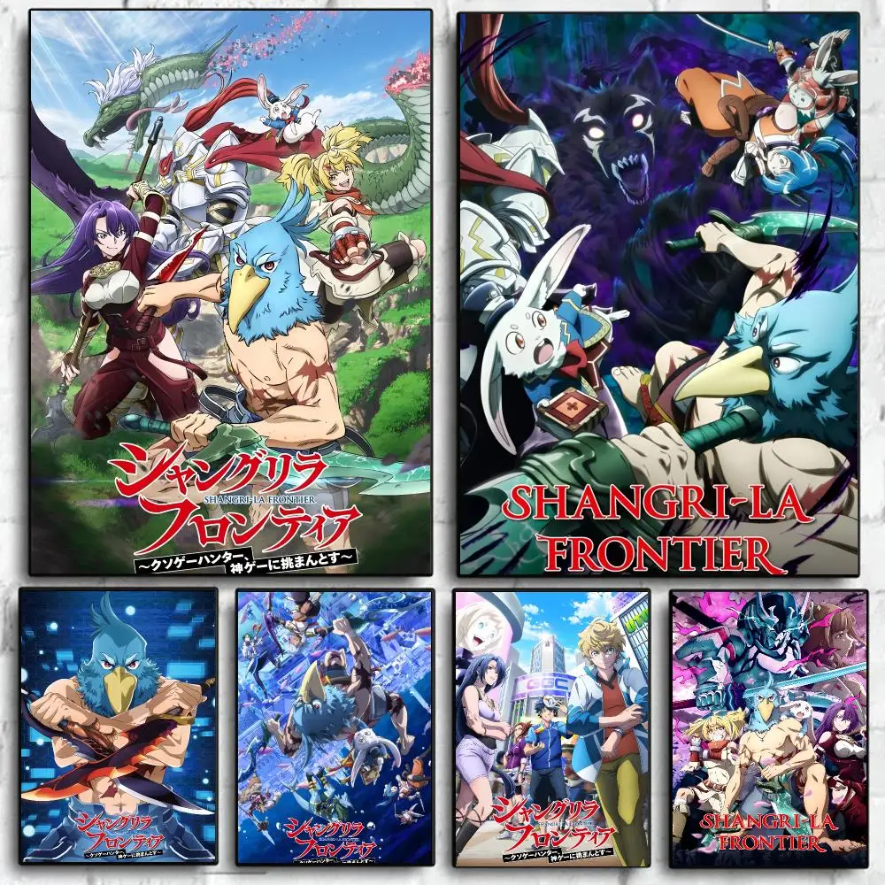 Vintage Anime S-Shangri La Frontier Poster, selbstklebende Wanddekoration für Schlafzimmer, Wohnzimmer, Büro, Heimdekoration, Geschenk