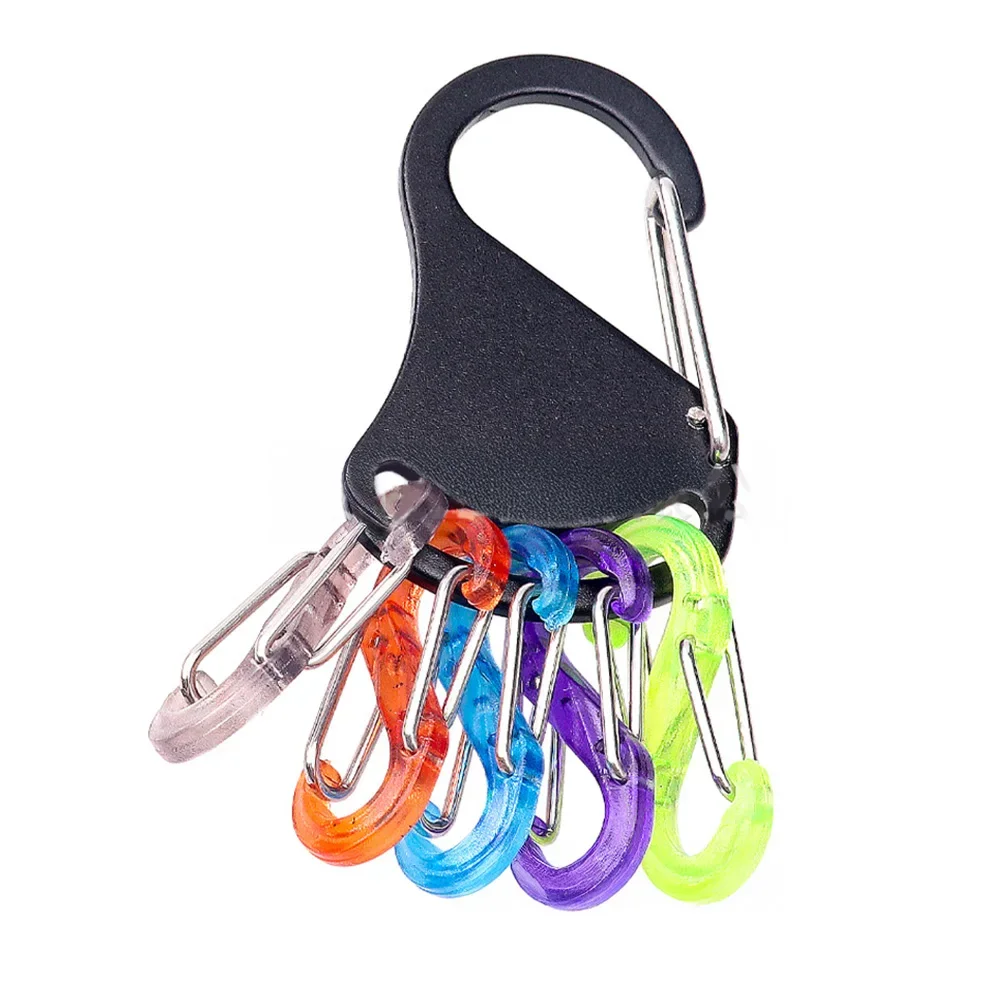 HDIRXG Aluminiumlegering Chem Light Holders Karabijnhaak Clip Met 6 S-Biners Glow Sticks Sleutelopberggesp voor Buiten Kamperen