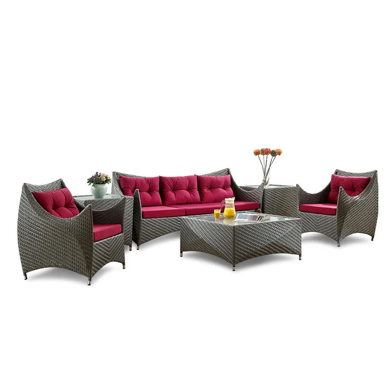 

Rattan sofa combination, villa courtyard hotel corner wrought iron sofa