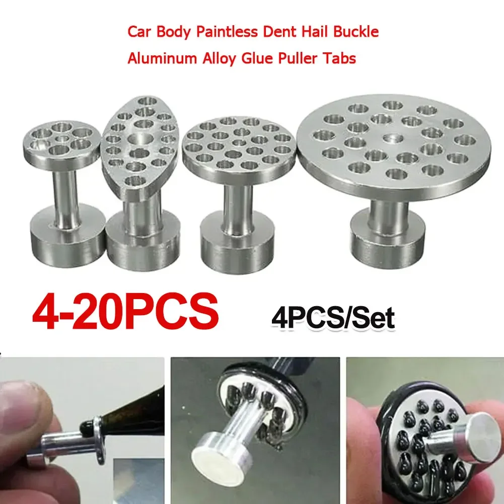 4pcs Car Body Paintless Dent Hail Buckle Aluminum Alloy Glue Puller Tabs Remover Automobile Repair Set Paint Dent Repair Tool