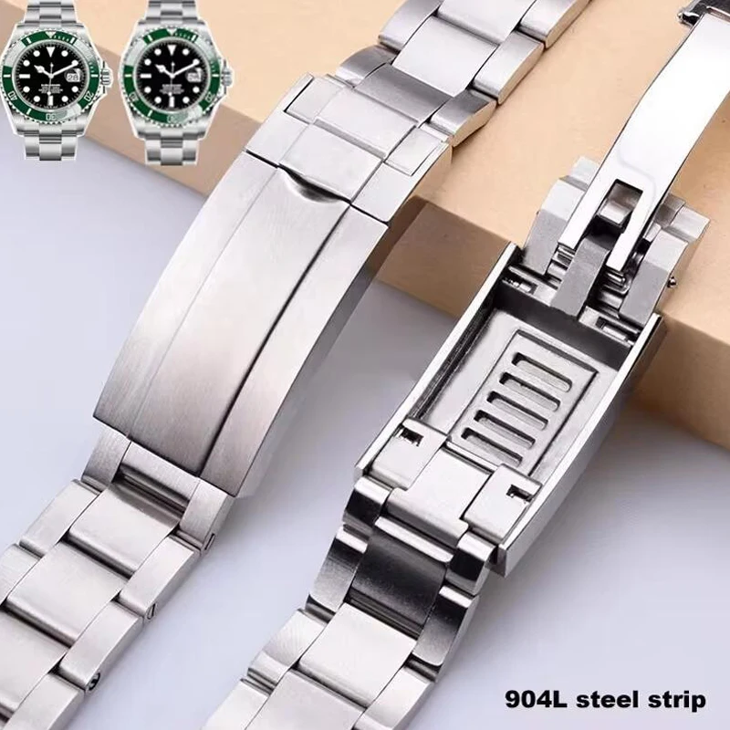 

Watch Band For Rolex SUBMARINER DAYTONA Fine-Tuning Pull Button Clasp Watch Strap Men Stainless 904 Steel Watch Bracelet 20mm