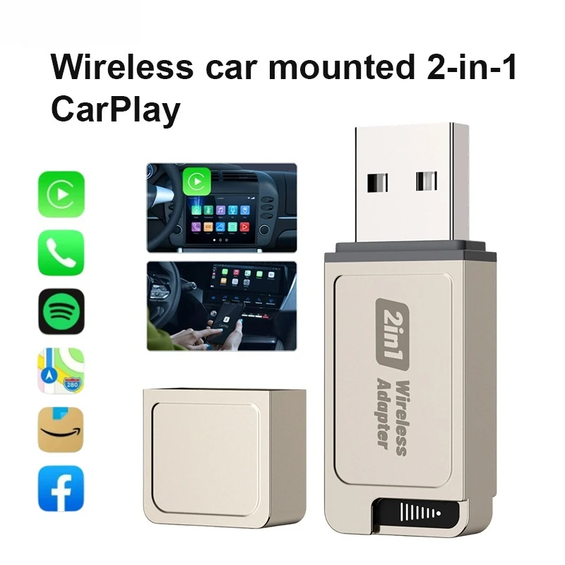 

2 in1 Wireless CarPlay Apapter USB CarPlay & Android Auto Plug & Play Smart Box,Intelligent Systems For VW Toyota Ford Benz
