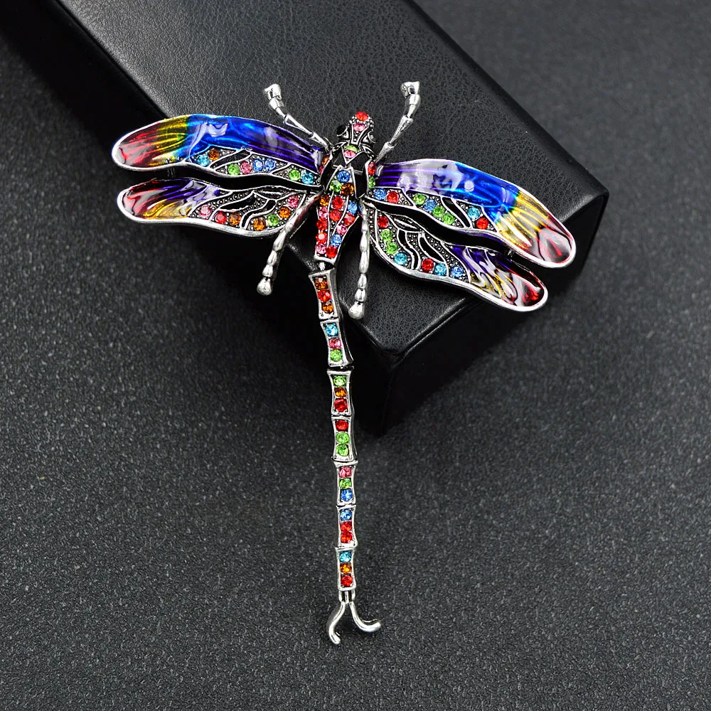 CINDY XIANG Colorful Enamel Dragonfly Brooches For Women Coat Pin 2 Colors Available Insect Jewelry Rhinestone Accessories