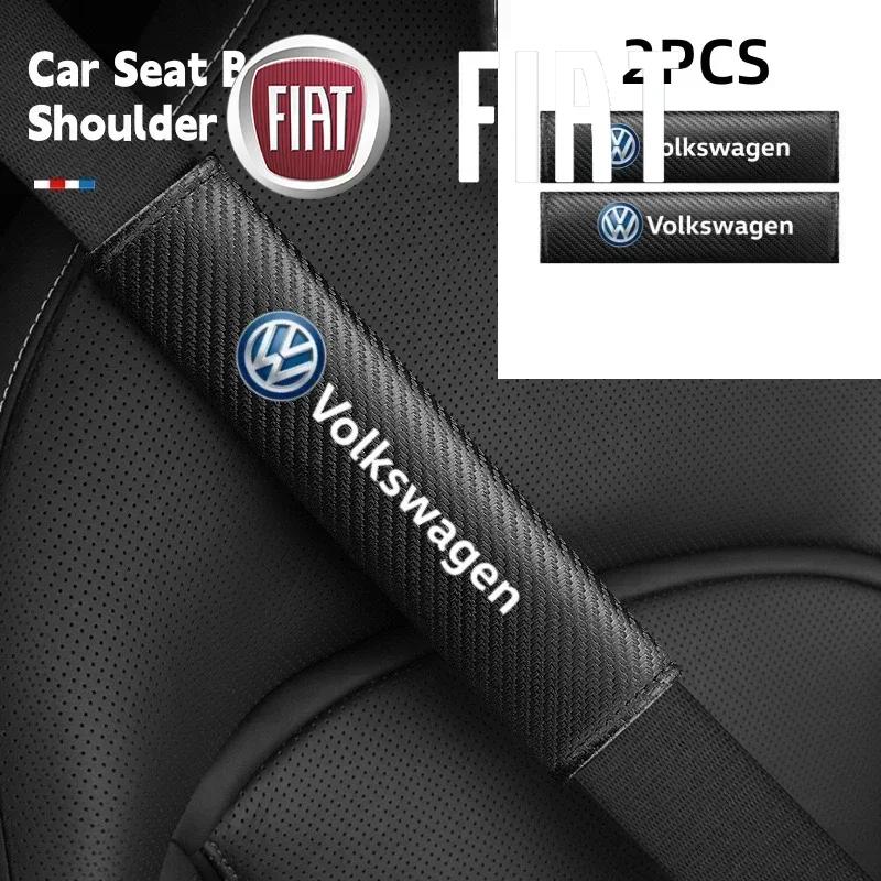 

2Pcs Car Seat Belt Cover Shoulder Carbon Fiber Protect Case For Volkswagen VW Golf Polo Tiguan Passat Touareg Magotan Touran