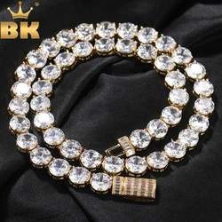 THE BLING KING Round Cut 10mm Tennis Chain Necklace Iced Out AAAAA+ Cubic Zirconia For Men Rock Hiphop Jewelry