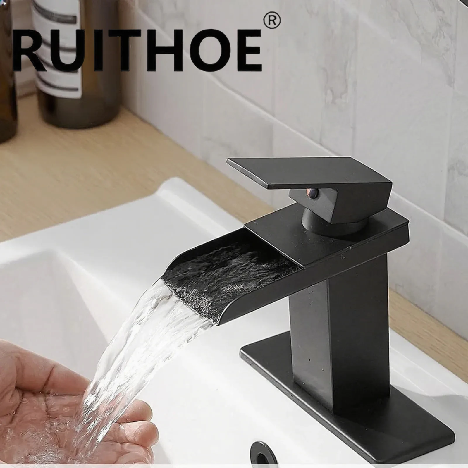 

Bathroom Copper Core Waterfall Basin Faucet Stainless Steel Kitchen Wash Basin Hot and Cold Dual Control Mixer Tap