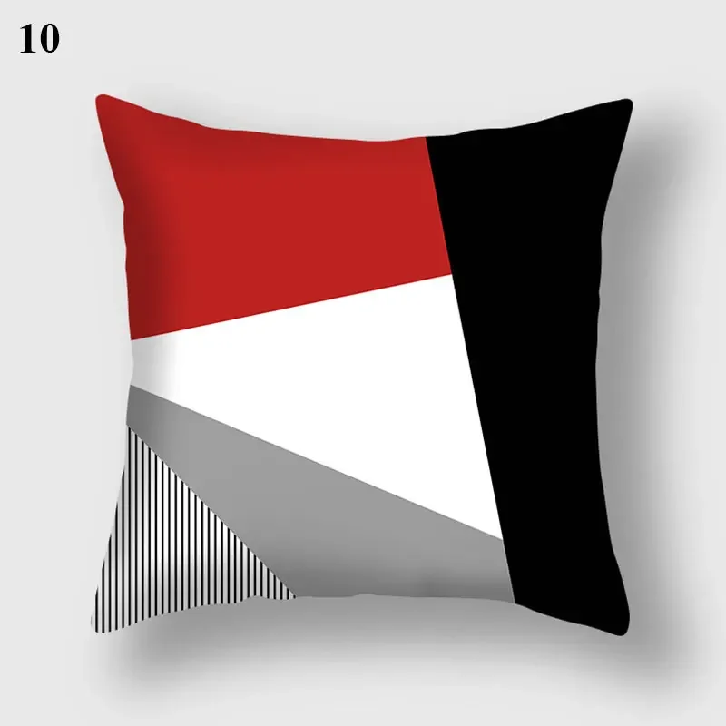 Home Decor Black Red Pillowcase Geometric Pattern Living Room Sofa Cushion Covers Car