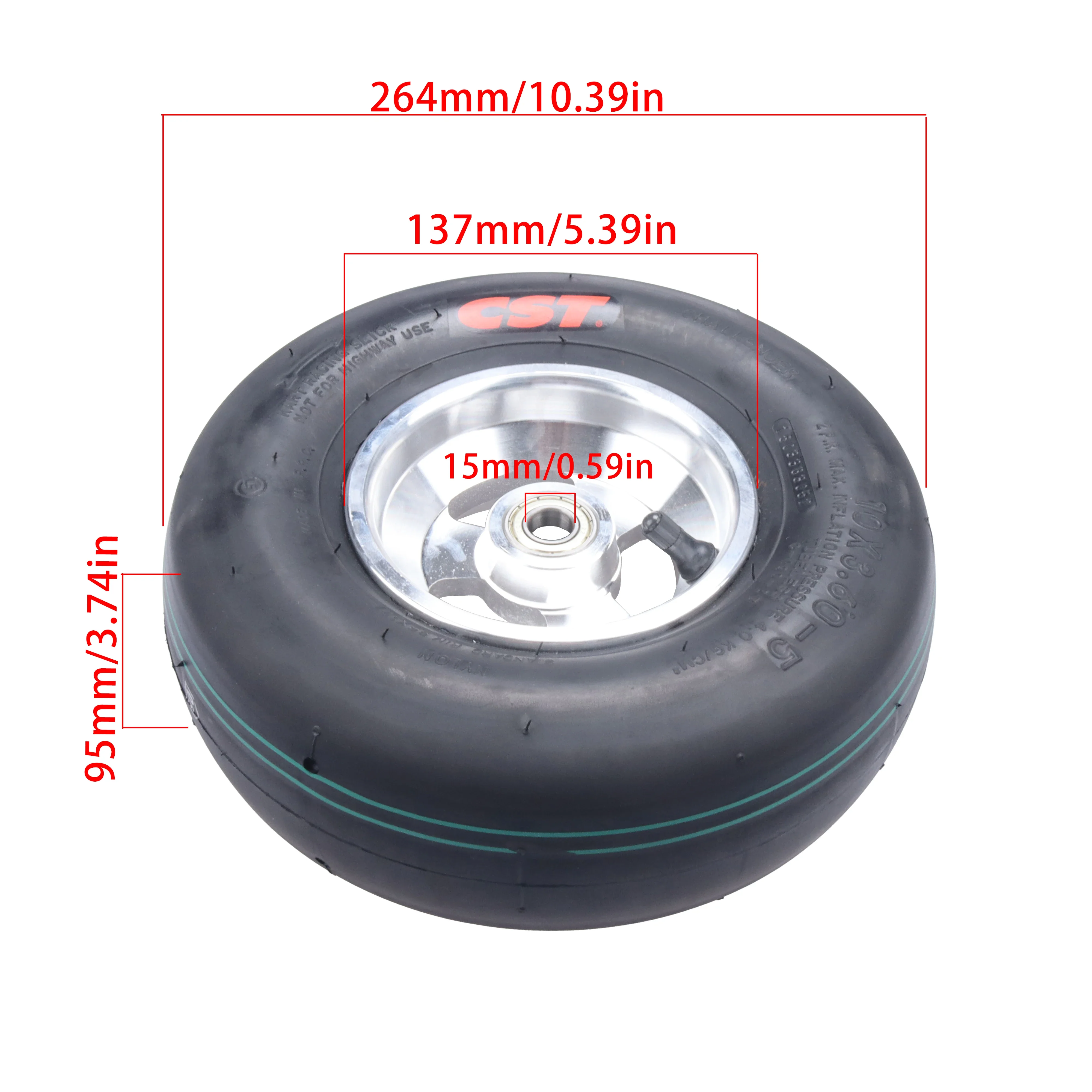 Universal 10x3.6-5 Kart Wheels Tire Go Kart Tires with Rims for Off-Road Racing ATV Dirt Buggy Mini Bike Replacement Wheel