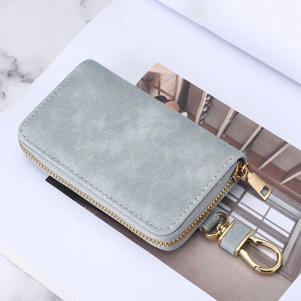 

Universal Zipper Closure Keychain Pouch Durable Leather Housekeepers Key Holder Key Ring Portable Car Key Organizer Key Storage
