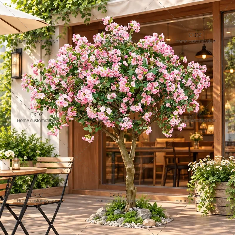 Simulation Begonia Peach Blossom Pear Blossom Tree Artificial Flower Plant for Wedding Outdoor Decoration Landscaping Indoor