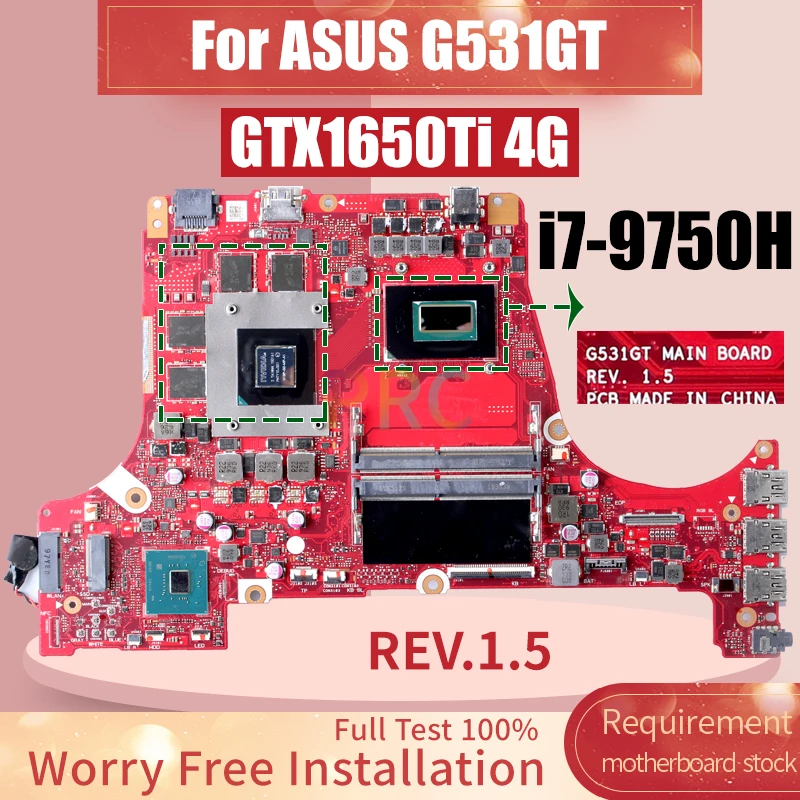 Imagem -02 - Portátil para Asus G531gt Srfcp I7-9750h Gtx1650ti 4g N18p-g0-mp-a1 Notebook Mainboard Rev.1.5-placa-mãe