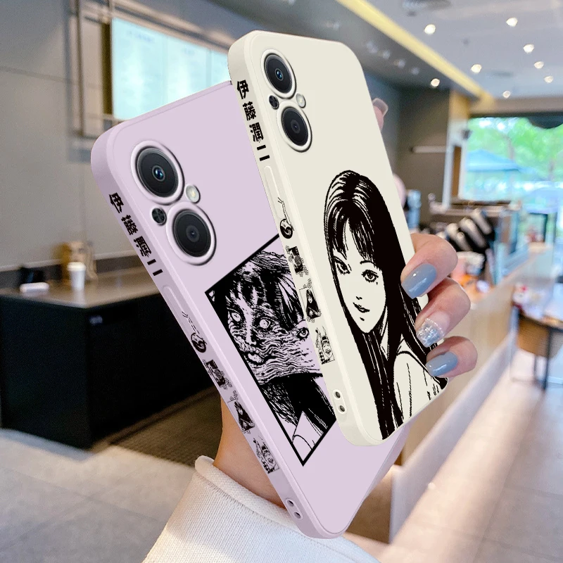 Junji Ito Tomie Kawakami Phone Case For OPPO Find X5 X3 X2 Lite Pro Neo A5 A53 A94 4G 5G Liquid Left Rope Soft Cover