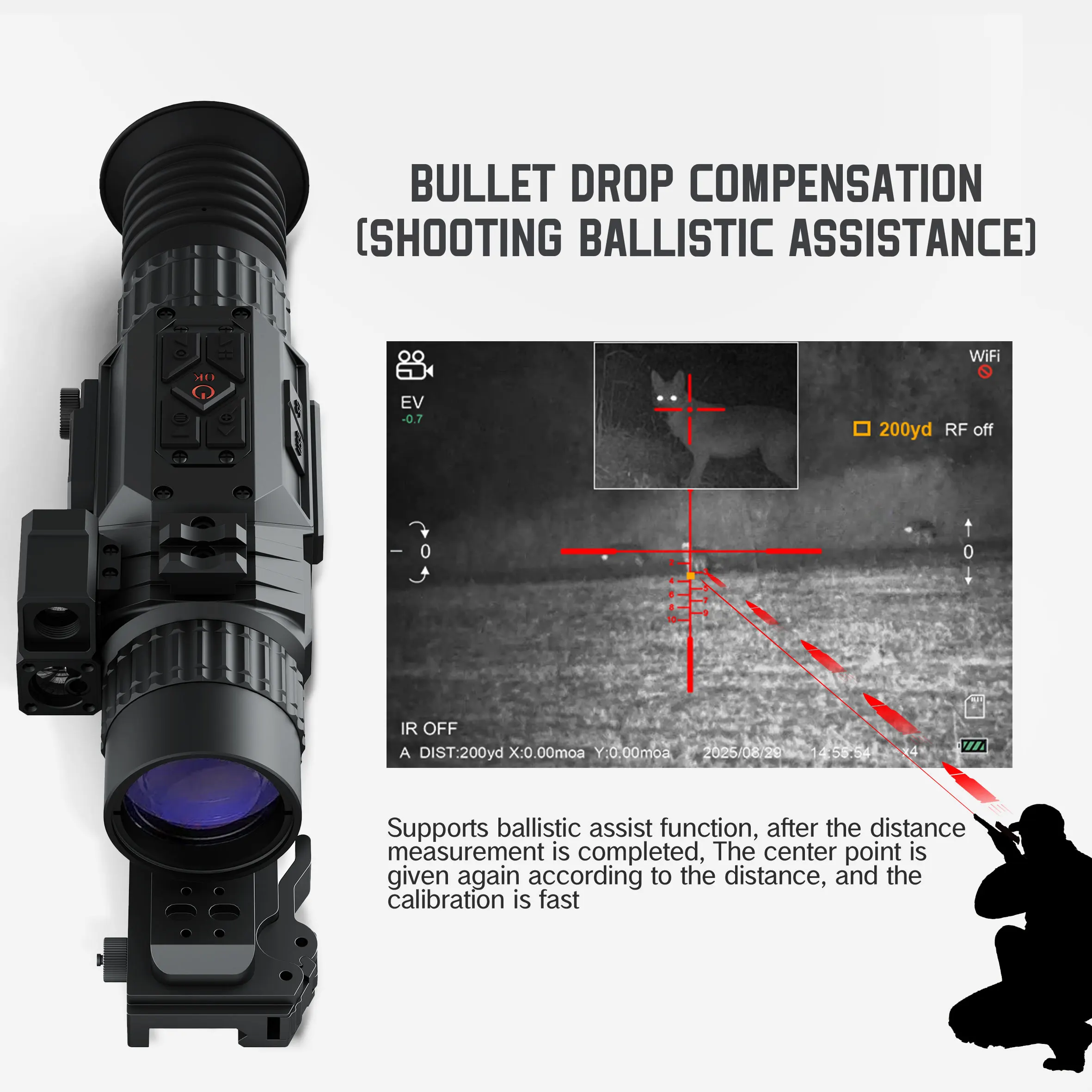 16X Digital Scope Night Vision for Hunting Smart Day/Night HuntingSight, Video Record With LR Llluminator High Resolution