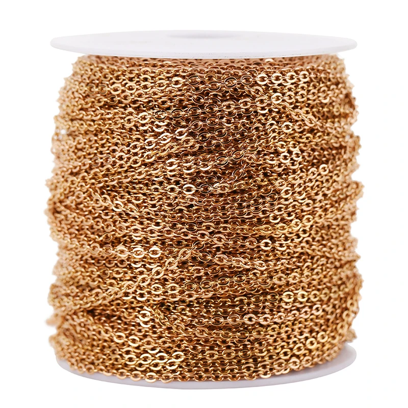 2m/lot Stainless Steel Rolo Chains 1.2/1.5/2/2.5mm Rose Gold/Gold Plated Link Chains Fit DIY Necklace Bracelet Jewelry Making