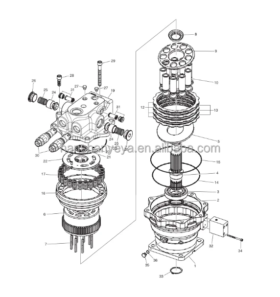 

High quality Doosan Daewoo original DX350LC-7 DX350-7 parts 170303-00071C swing motor for excavator