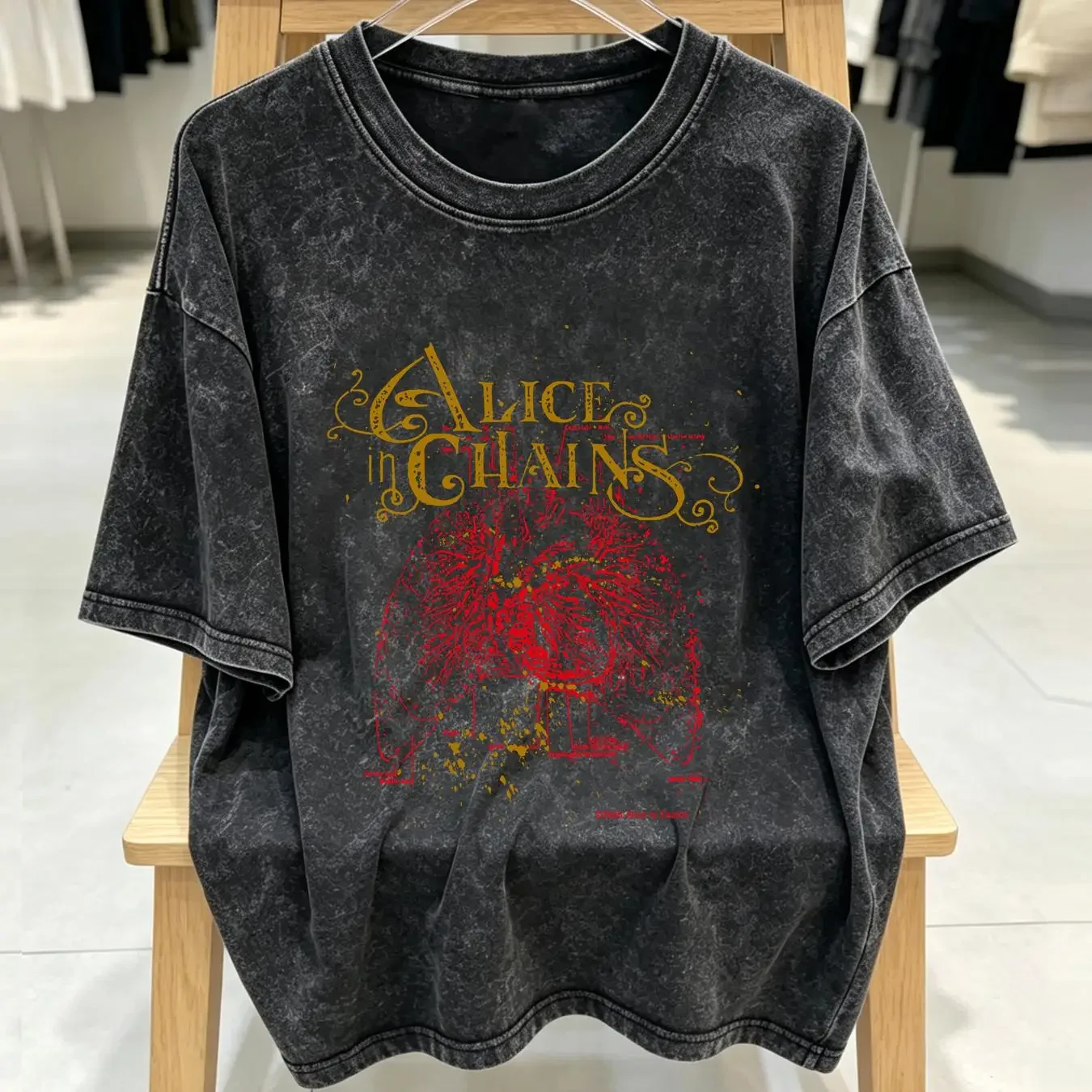 washed T Shirt cute new Alice In Chains HOT trend arT gift halloween vintage Washed Comfortable Versatile homme Stretched