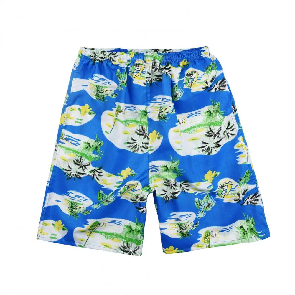 Pantalones cortos con bolsillos y cordón de cintura elástica para hombre, Shorts hawaianos con estampado de árbol de coco, para vacaciones