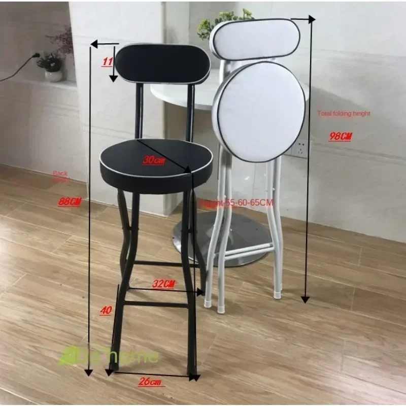 Foldable Bar Chairs Modern Simple Bar Stool for Home Cash Register Portable High Chair with Backrest Stool