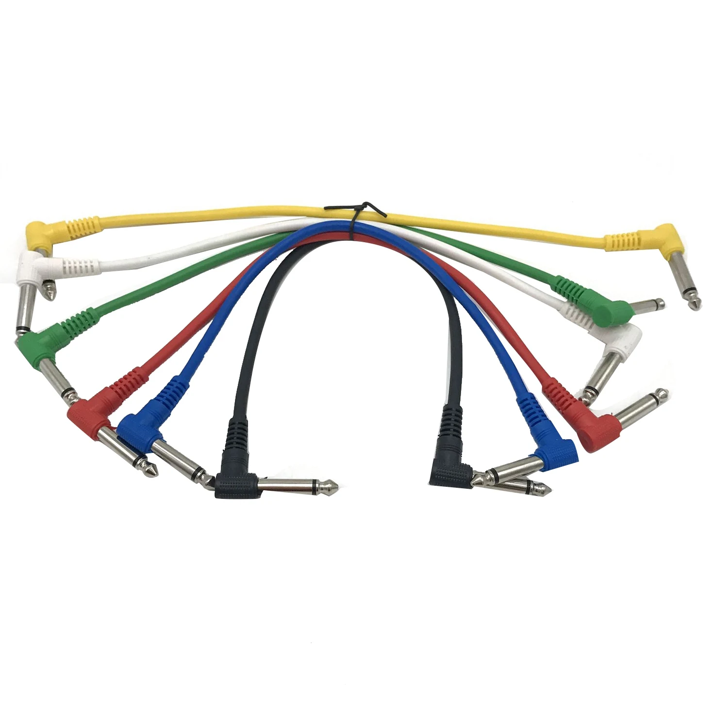 

6Pcs Plastic Guitar Patch Cables 6.35 Angled Plug Audio Cables for Effect Pedals Guitar Patch Pedal Cable