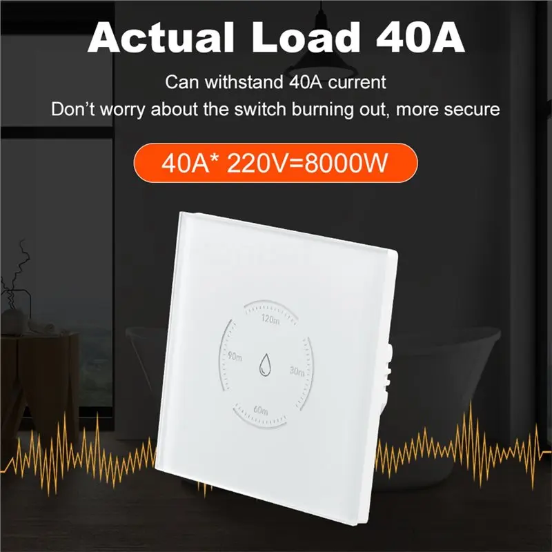 AAAF EU Standard 40A Tuya Wifi Smart EU Boiler Switch 2Pc Smart Water Heater Touch Control With Countdown Function EU Plug