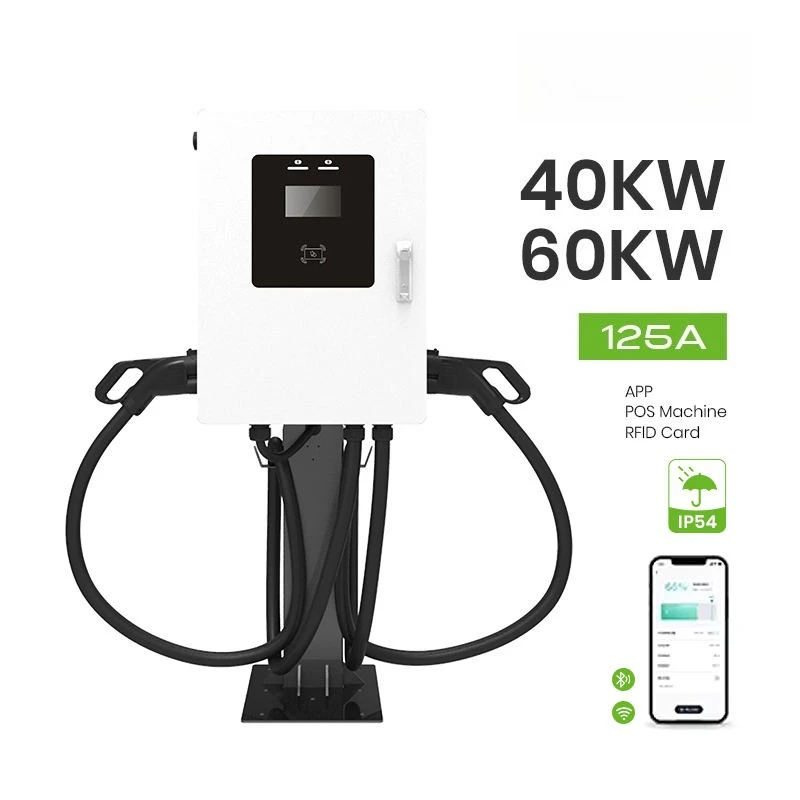 EV Charging Station DC 30kW Wallbox Fast Charger CCS2 GBT Plug IP54 Waterproof LCD Screen Home Commercial EV Charger