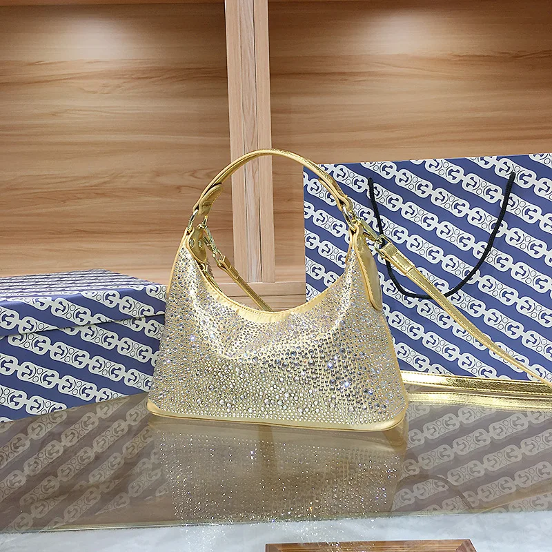 2024 Luxury and Glitter Rhinestones Handheld Evening Party Clutch Purse Bag Women\'s Shiny Diamond Shoulder Bag for Wedding