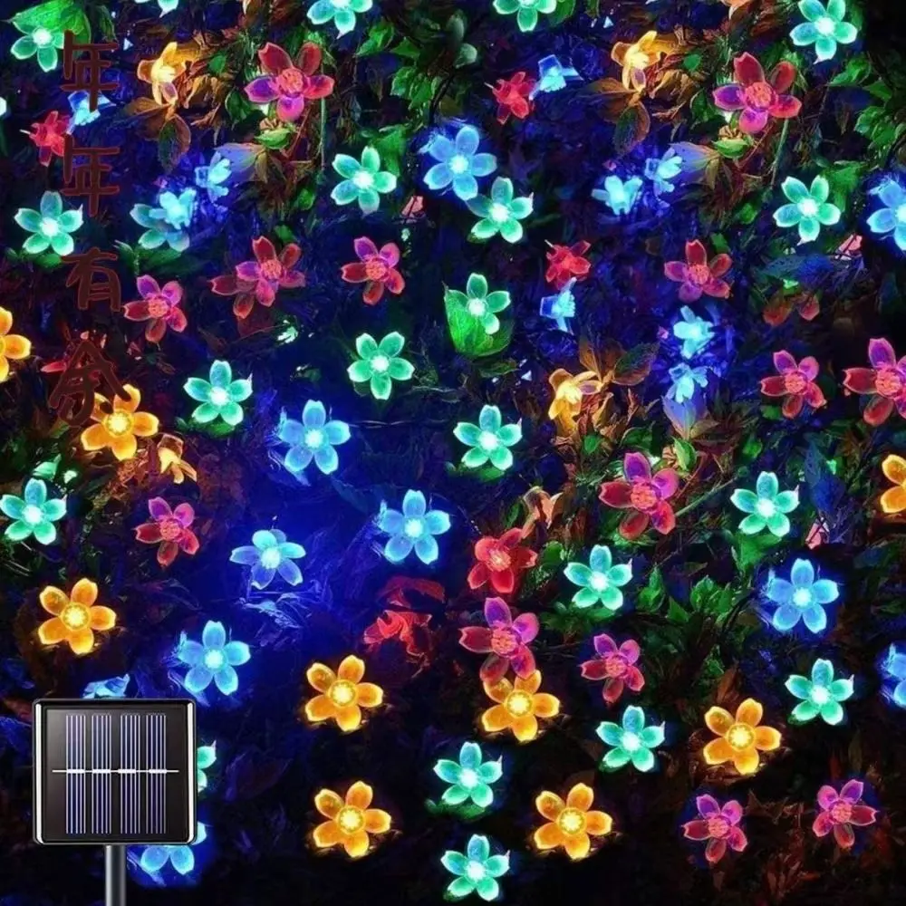 12 Meters Solar String Lights Waterproof 100 LED Peach Flower Lights Auto On/Off Sakura Garlands Cherry LED Lamp Garden Lighting