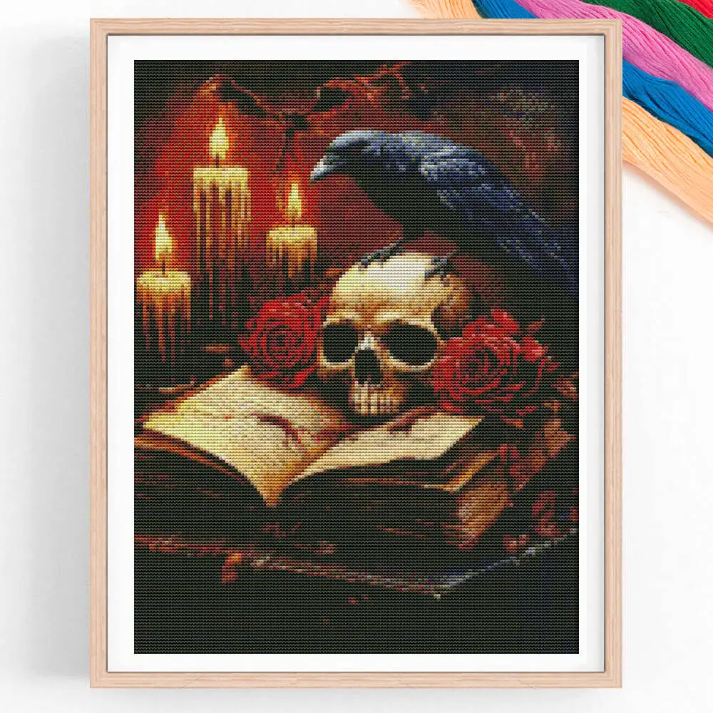 Full Embroidery 11CT Cotton Cross Stitch Eagle Skull Bat Rose Flower New Arrivals 2025 Home Decoration Wall Decor Craft Kit