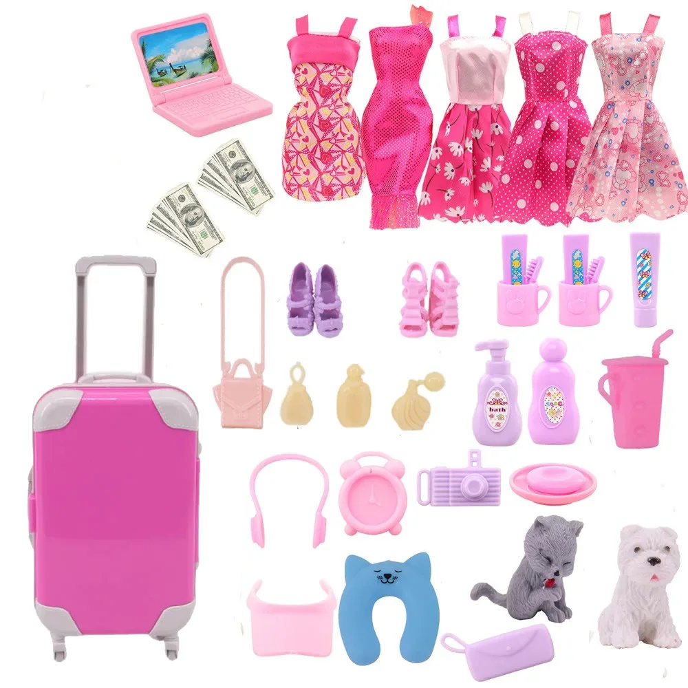 52 Pieces Borbies Doll Clothes Shoes Travel Life Accessories Suitable For 11.5-Inch Borbies Dolls And Bjd Dolls,Toys For Girls