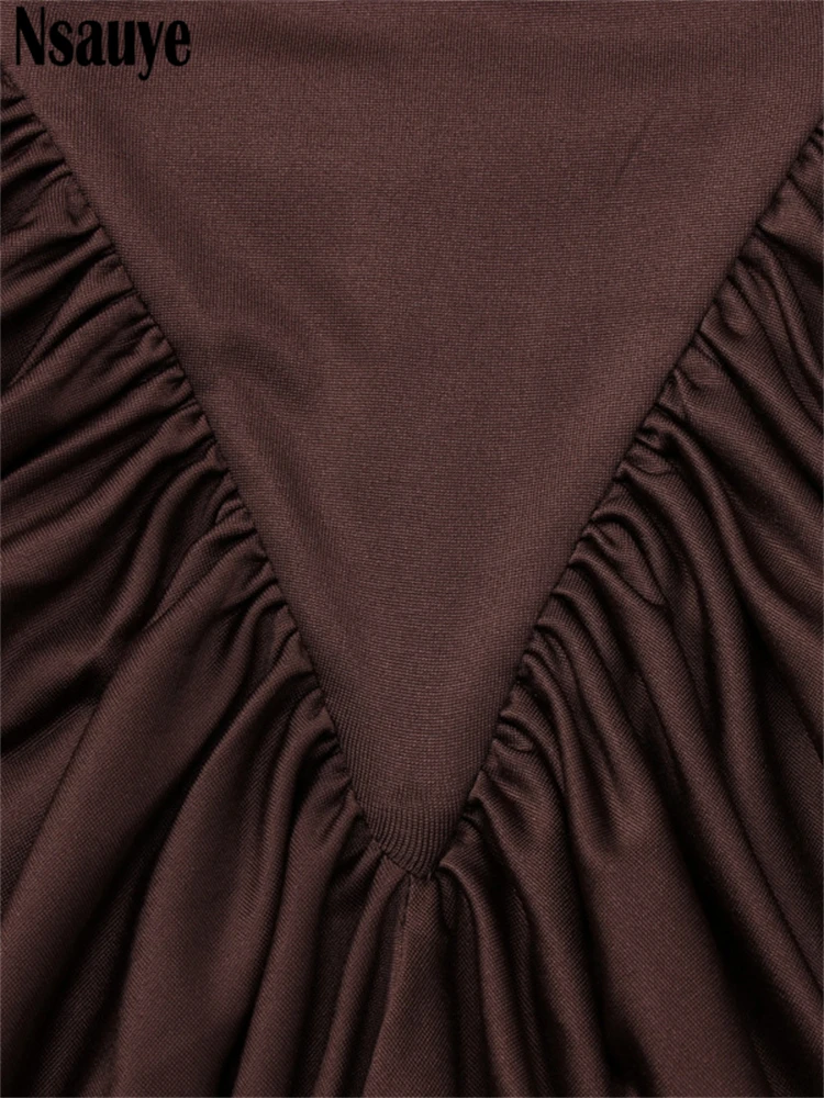 فستان Nsauye للسيدات أنيق بأكمام طويلة مفرغ فستان ماكسي ضيق بلوفر بياقة مدورة مثير للحفلات المسائية والنوادي الليلية