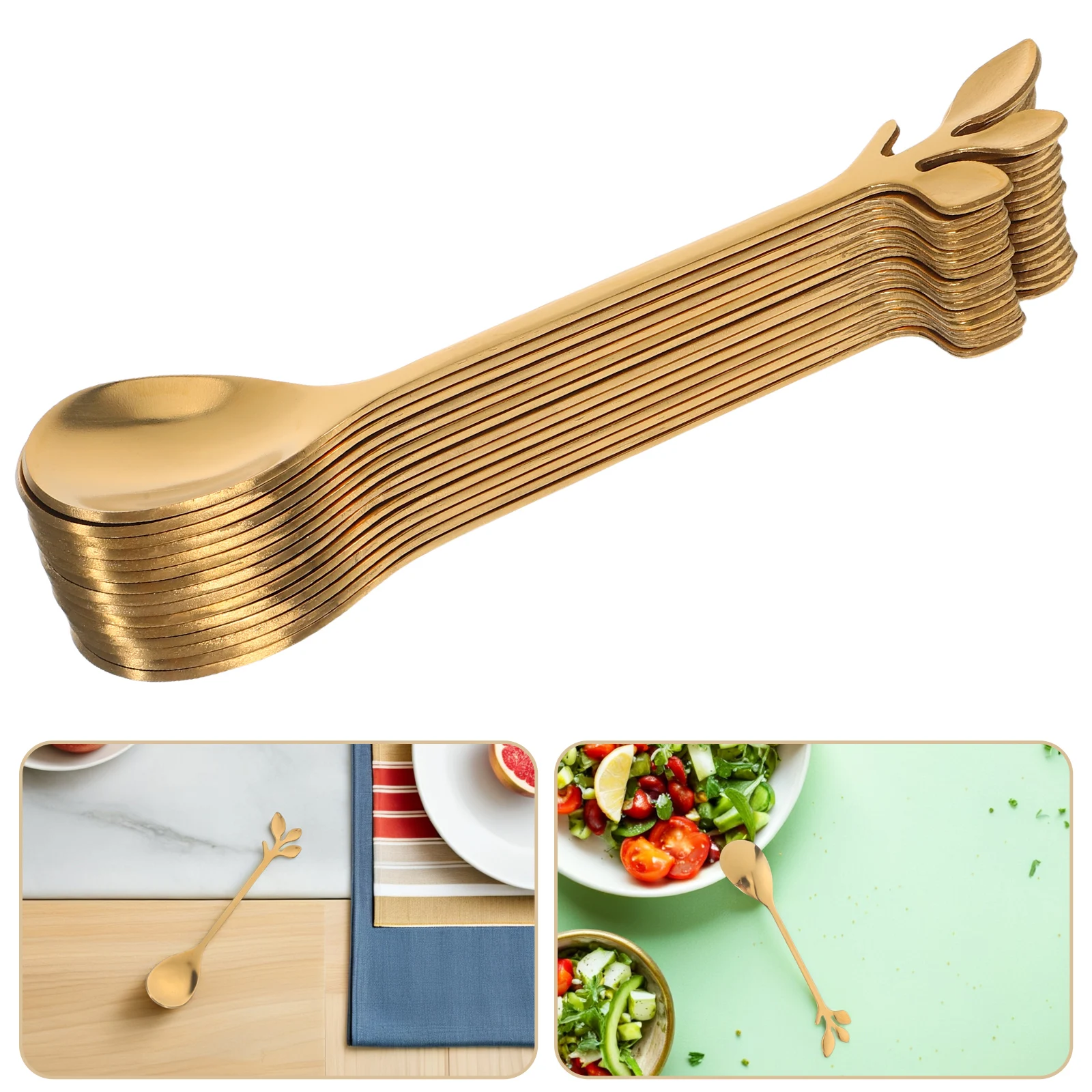 

15pcs Stainless Steel Coffee Stirring Leaf Design Mixing Spoons For Honey Tea Beverages Desserts Reusable Long Stirrers Metal