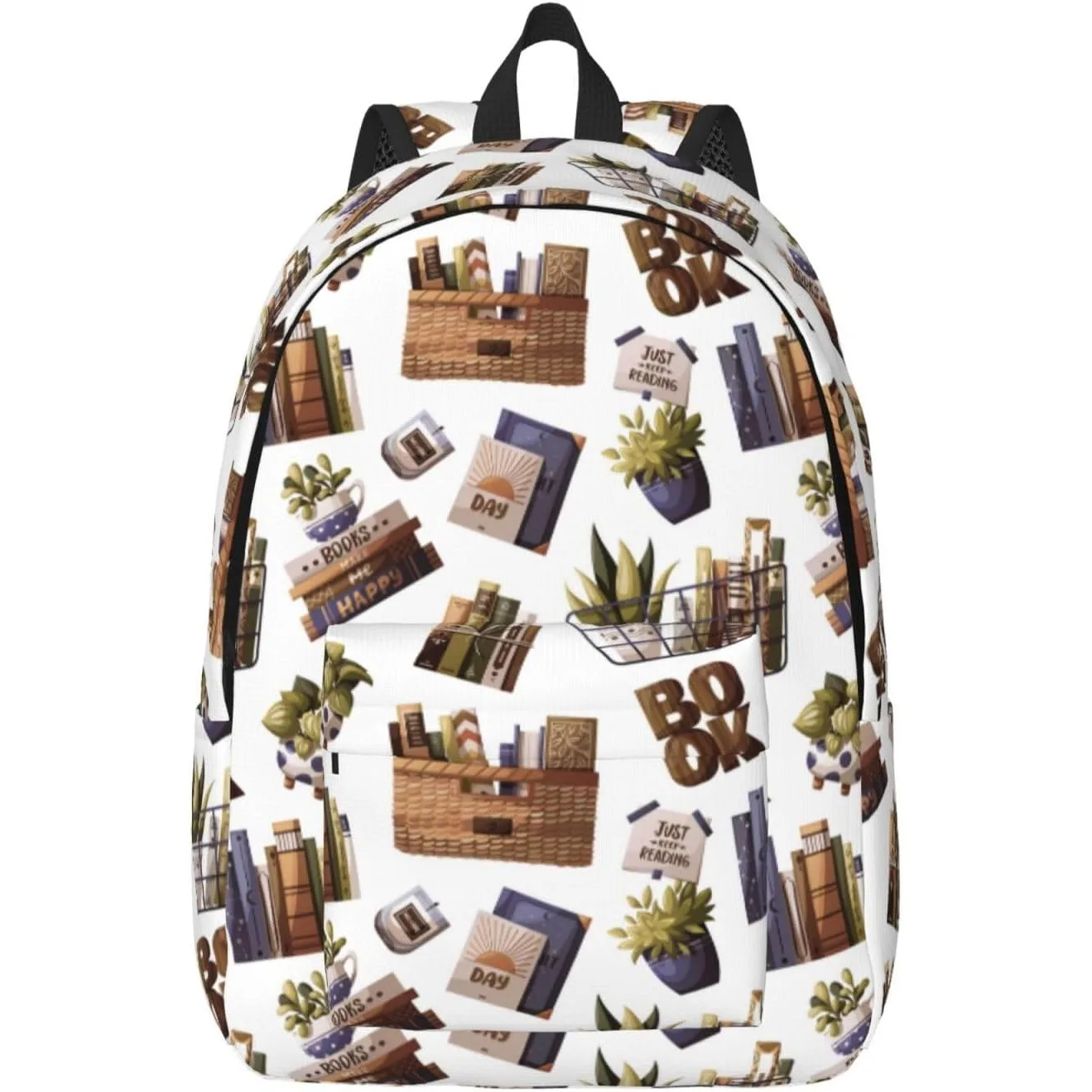 

Легкий холщовый рюкзак с принтом растений для чтения книг, рюкзак для женщин, мужчин, пар, дорожный рюкзак для ноутбука
