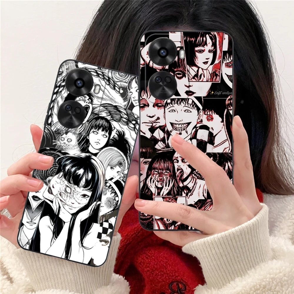 Junji Souichi Painting Mobile Cell Phone Case for Huawei Nova 12 11 10 9 8 7 Pro SE 5G Black Soft Phone Cover Shell