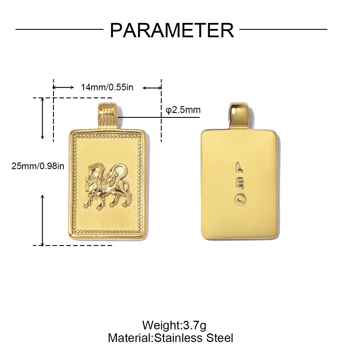 3Pcs/Lot Stainless Steel Constellation Charms Rectangle Twelve Zodiac Pendant For DIY Making Necklace  Fashion  Jewelry