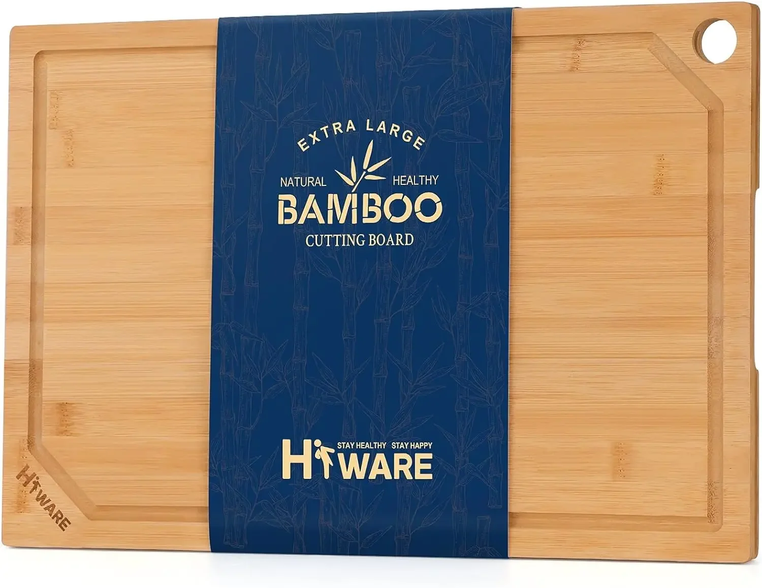 

24 x 18 Extra Large Bamboo Serving Boards for Kitchen, Heavy Duty Wood Butcher Block Chopping Board with Handle