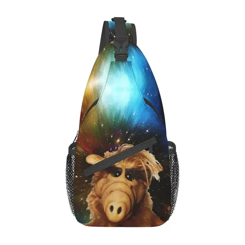 

Alien Life Form In Galaxy Sling Chest Bag ALF Crossbody Shoulder Backpack for Men Cycling Camping Daypack