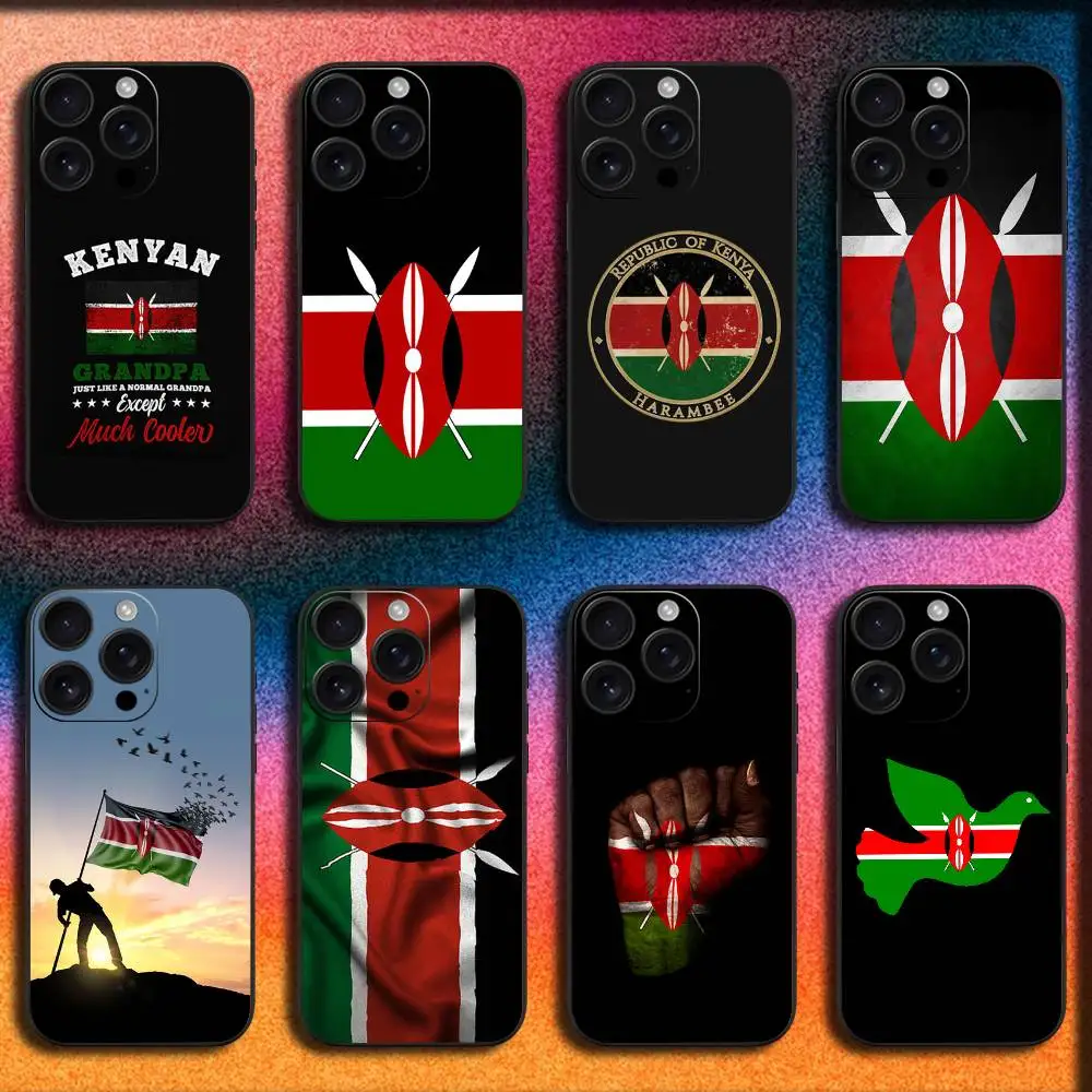

K-Kenya Flag Phone Case For iPhone 17,16,15,14,13,12,11,Pro,Max,Plus,E,SE4,Air,Mini Black Cover
