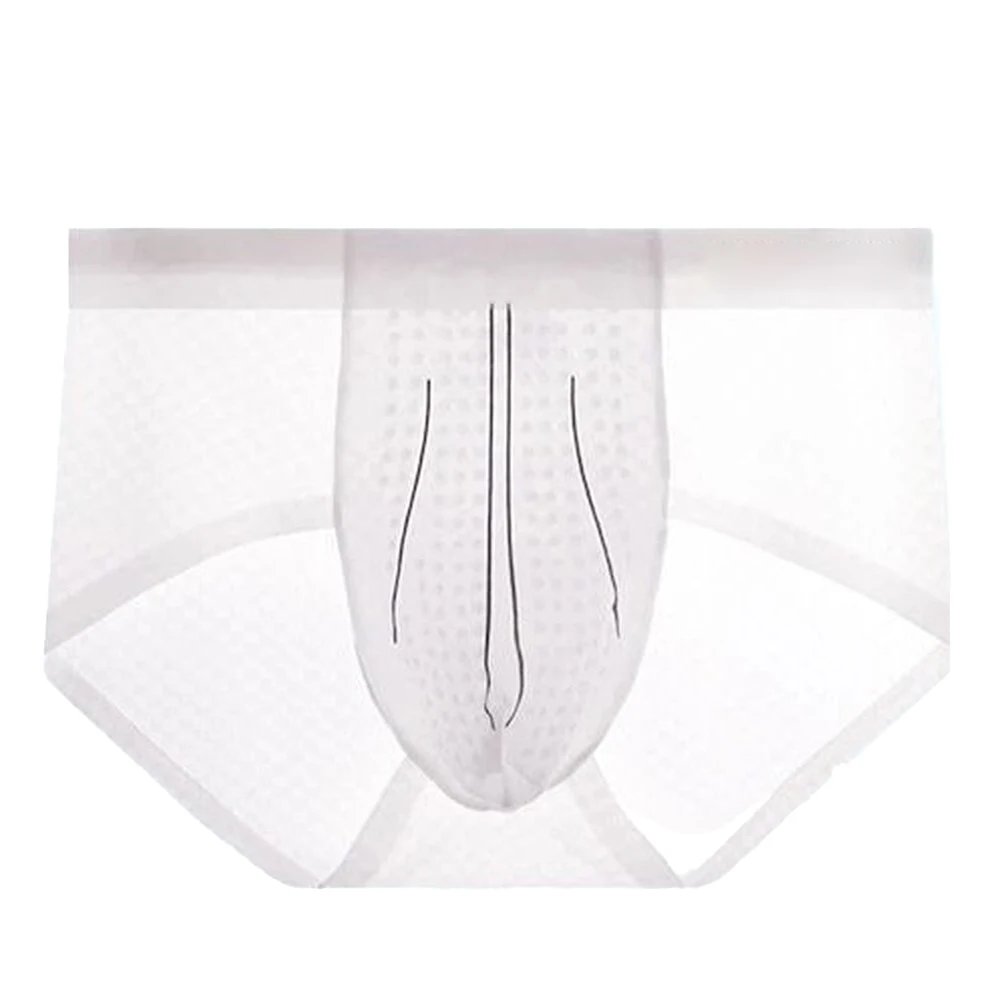 Ice Silk Fabric Men\\\\\\\'s Briefs Featuring Bulge Pouch Construction Mid-Waist Underwear for Enhanced Shape and Ventilation