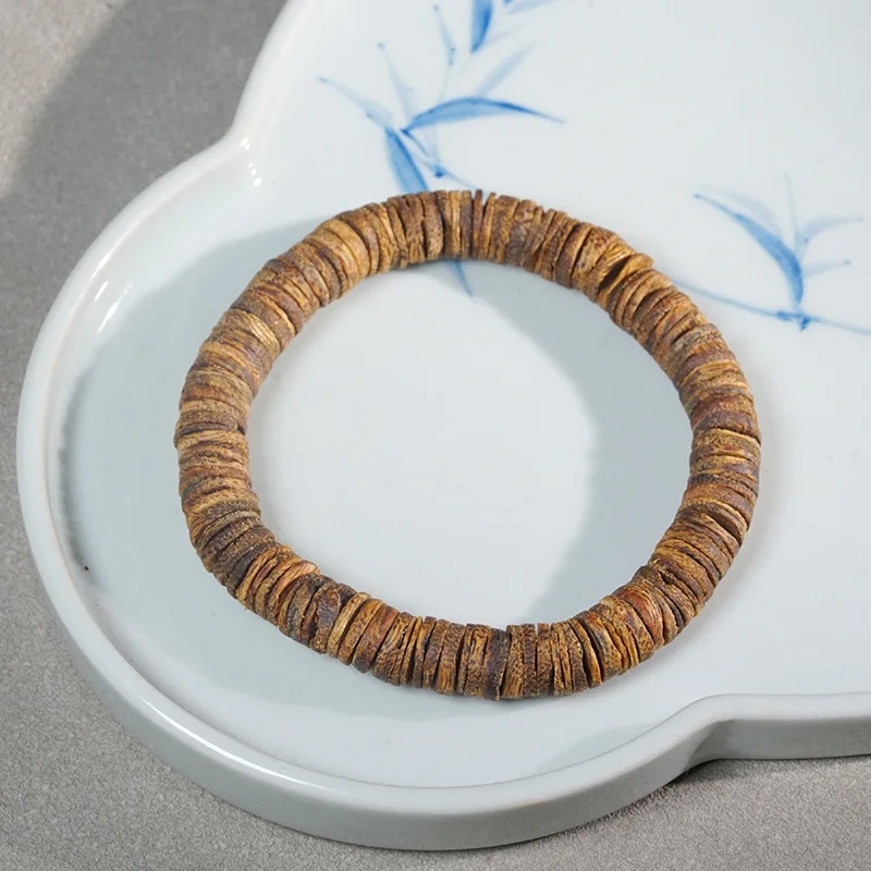 Natural Hainan Yingge Green Qi Nan Tablet Beads 8MM Bracelet Free Form Buddhist Beads Cultural Jewelry Holiday Gift